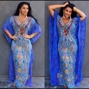 Asa Kaftans Size S Crystal Embellishment Lightweight Coverup Boho Hippie